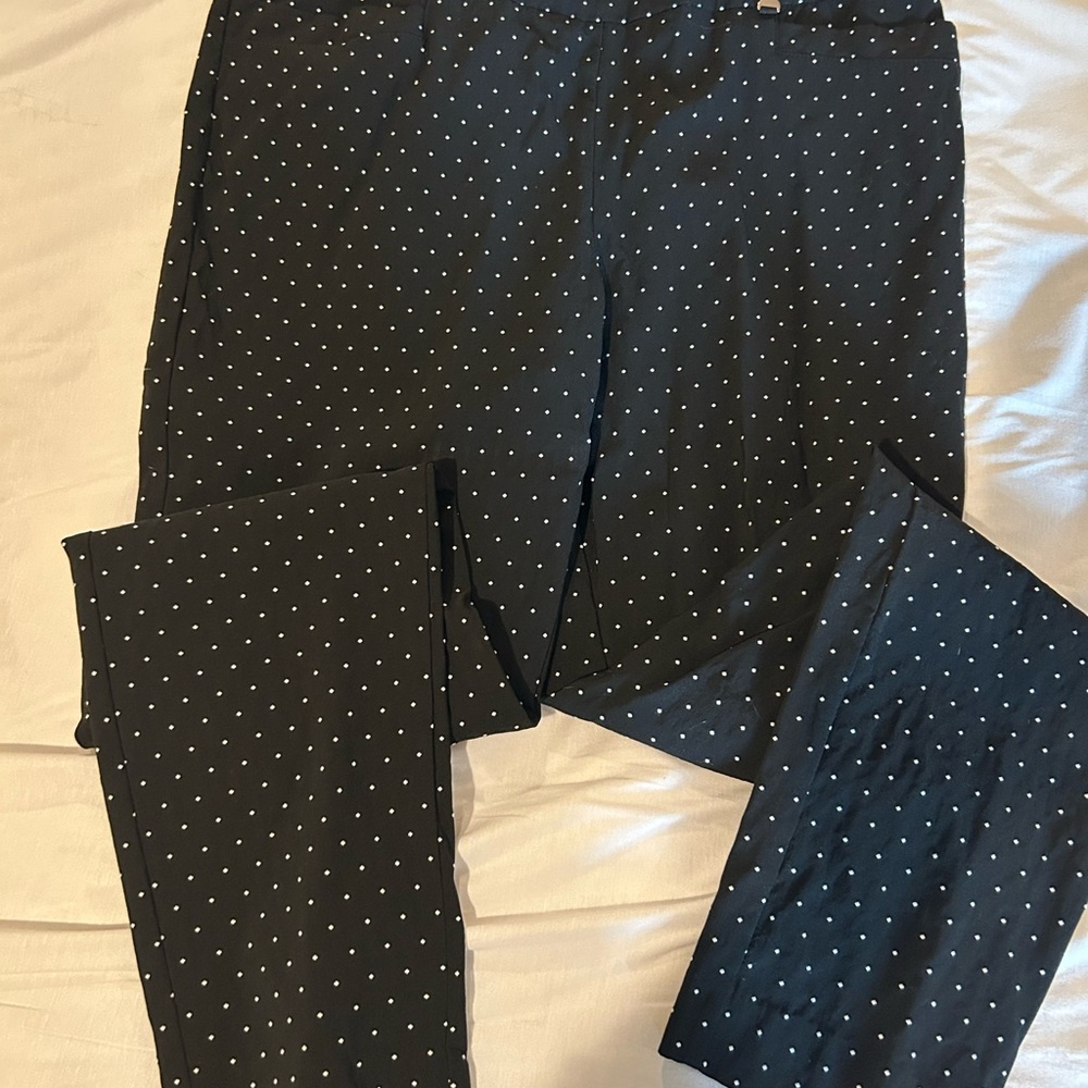 Jones New York Women's Black Polka Dot Pants, Sz L